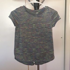 Girl’s Gray with Rainbow Strip Active Top